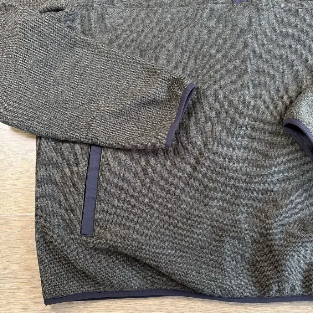 Eddie Bauer Sweater Fleece Men XXL Henley Pullover Mock Neck Hand Pocket